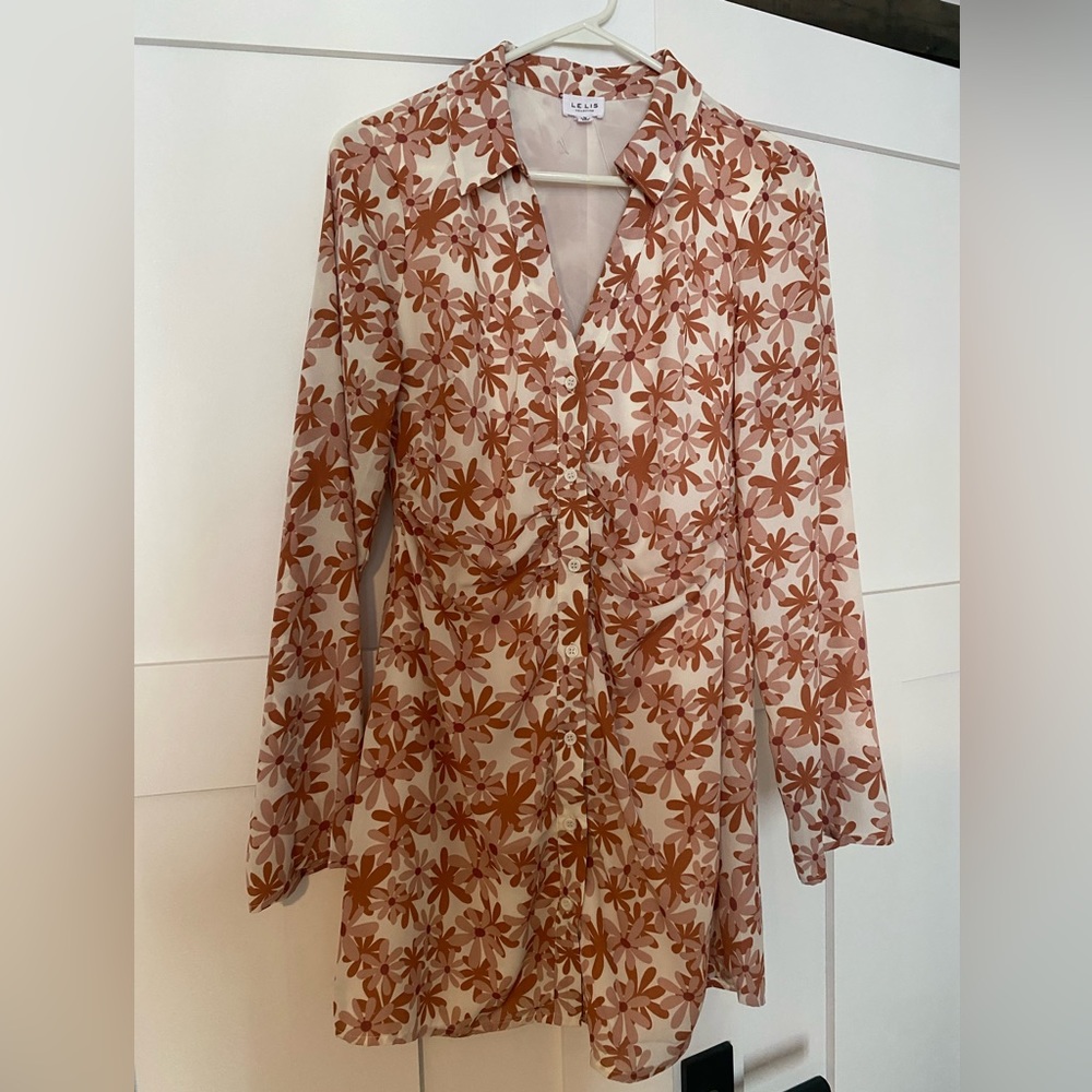 Lelis Floral Long Sleeve Button down Dress